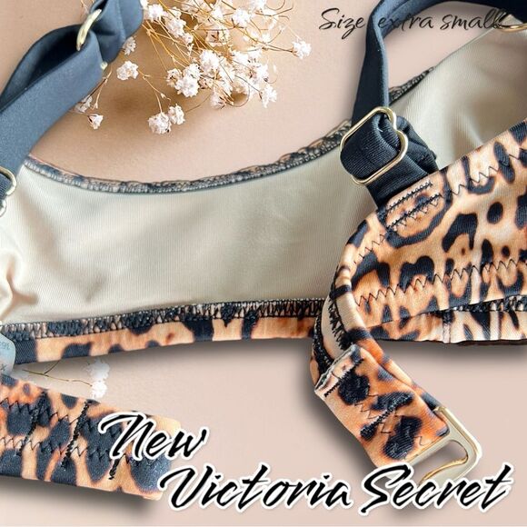NWOt Victoria's Secret Animal Print Rhinestone padded Bikini Top - XS - Picture 6 of 6